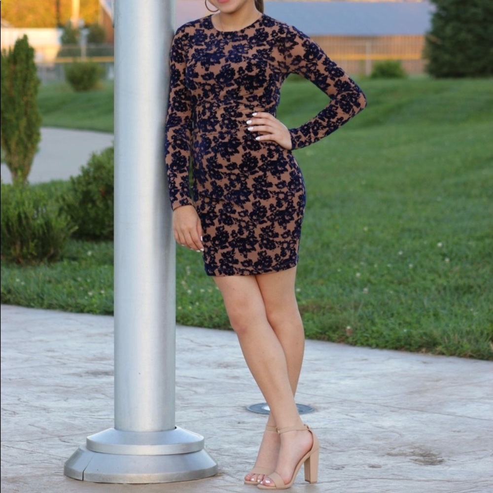 Blue Flower Print Dress